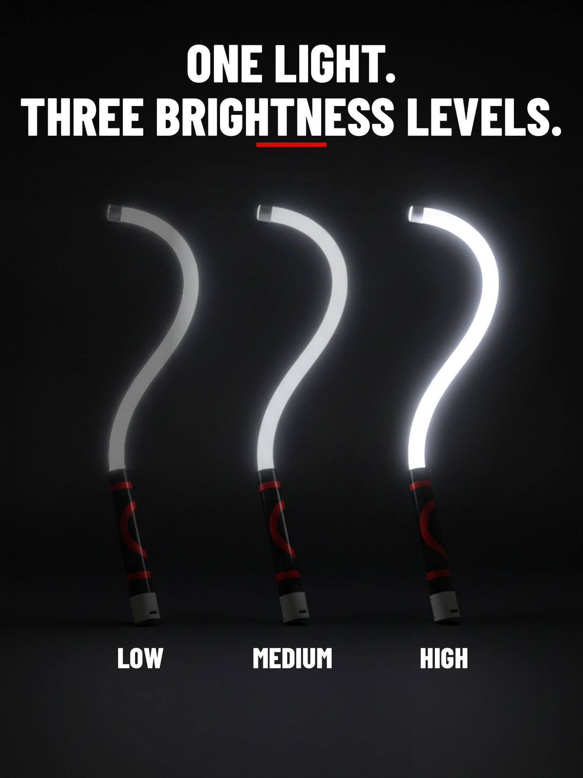 LED work light with three brightness levels