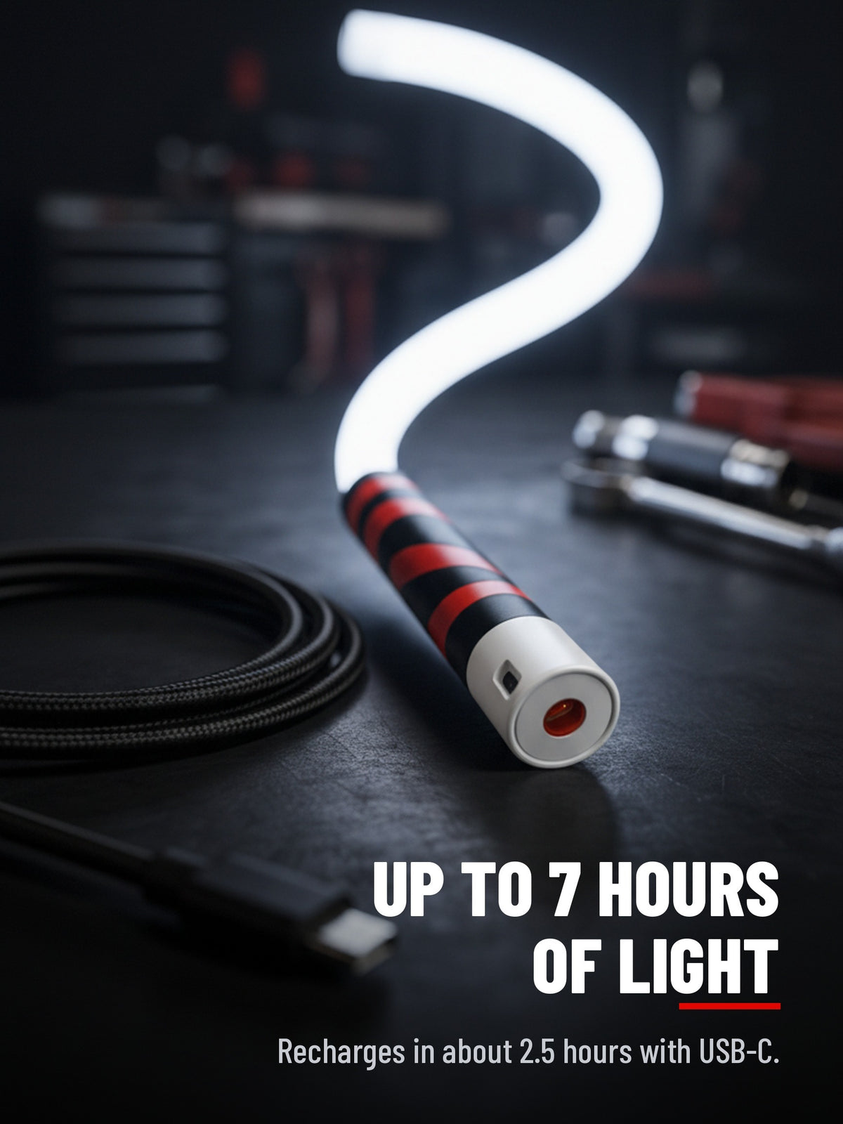 Rechargeable work light with up to 7 hours of battery